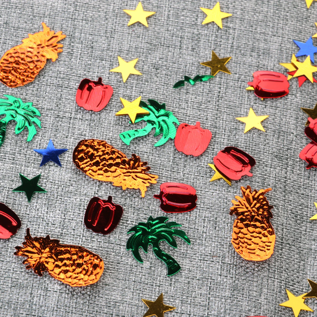

15G Hawaiian Style Decorations Pineapple Coconut Tree Pepper Confetti Glitter Desk Accessories Bright Color Smooth Texture Easy