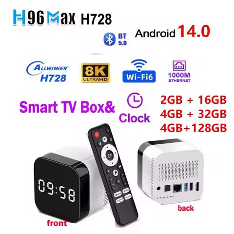 H96 Max H728 Smart TV Box Android 14.0 TV Box 1000M LAN WiFi 6 Allwinner Octa Core 8K ULTRA HD Media Player Set Top Box TV BOX