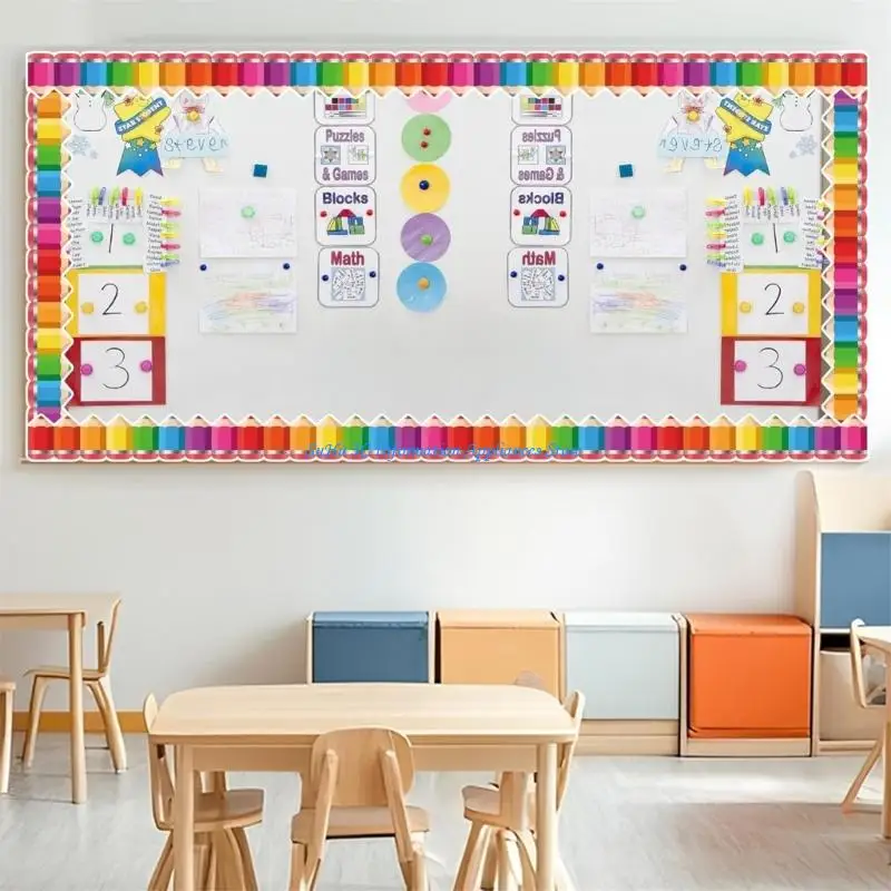 

Bulletin Board Border 32.8ft Pencil Pattern Border Trim Wall Sticker for Classroom Whiteboards Chalkboard Decoration