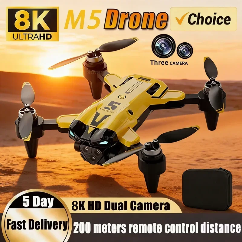 

2026 New M5 Drone 8K HD Triple Camera GPS Obstacle avoidance Helicopter 360° Flip Quadcopter Toys Mini Drone Fors Kid Toys Gifts