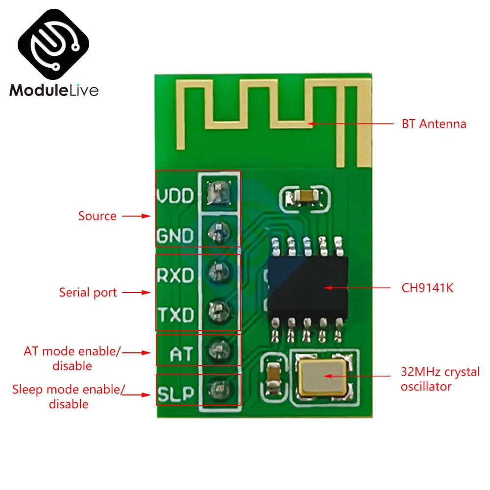 

CH9141 BLE UART Transparent Transmission 100m Distance CH9141K BT Serial Port Module Evaluation Board 2.5-3.6V