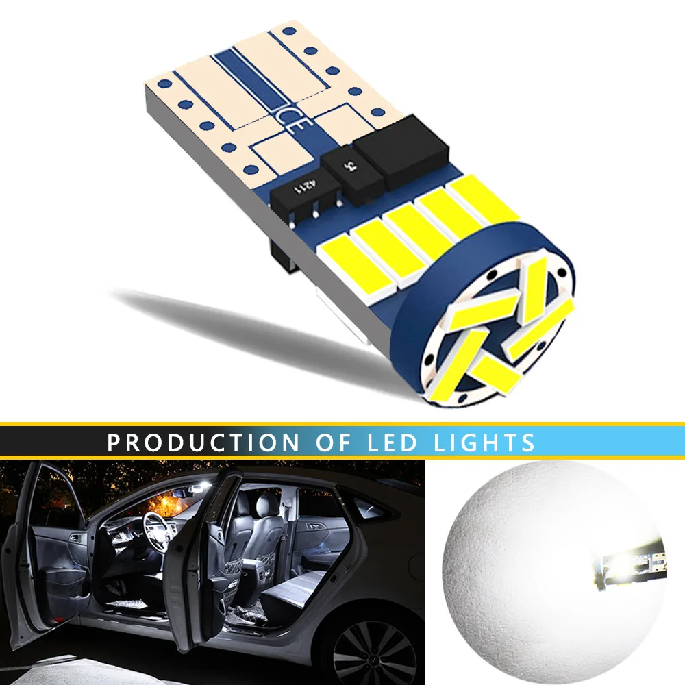 Lâmpada LED do painel do carro, T5, W1.2W, 27, 74, 86, 206, 3smd