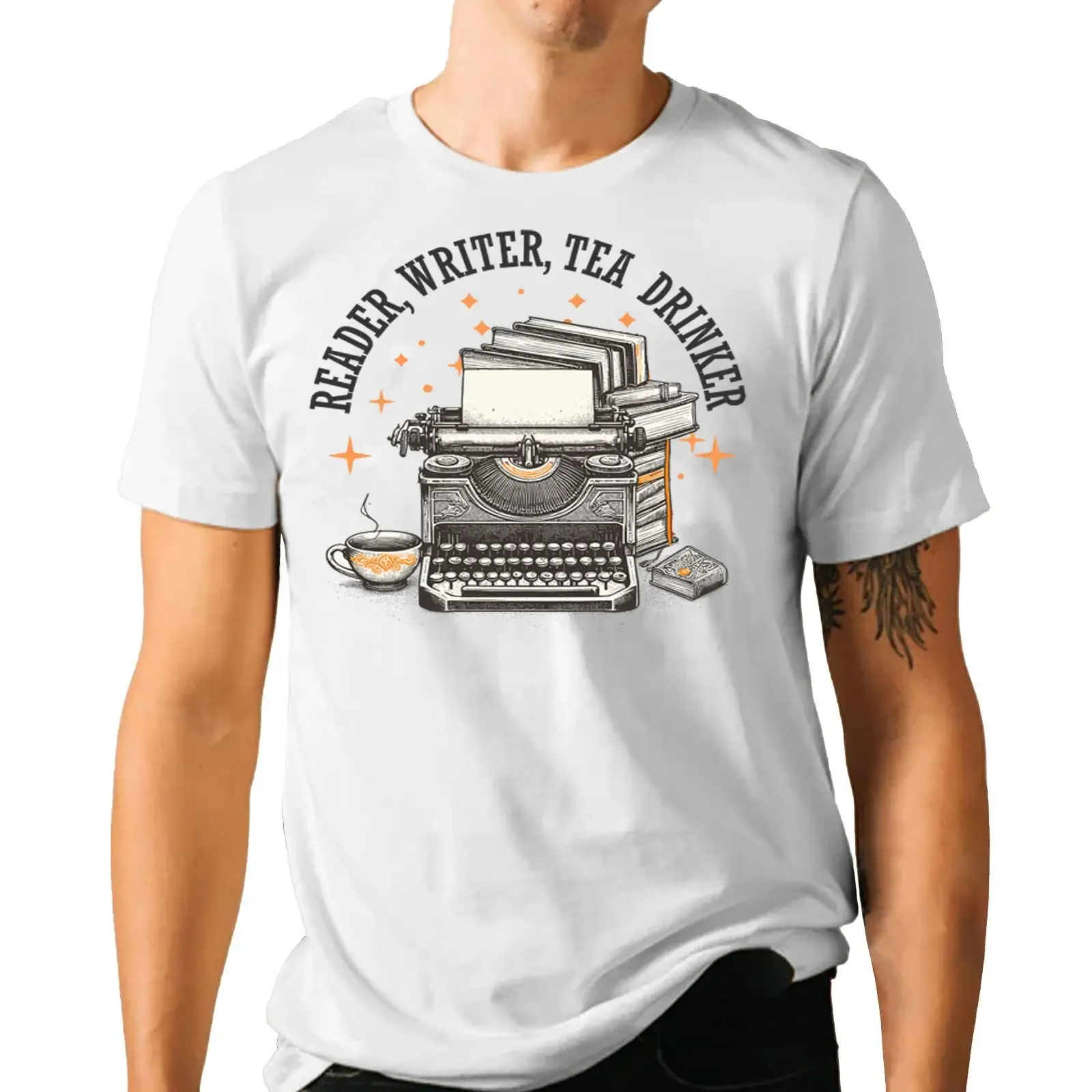 Reader Writer Tea Drinker Bookish T shirt Books Lover Cozy  vintage Washed Versatile Slightly Casual graphic homme Soft Unisex