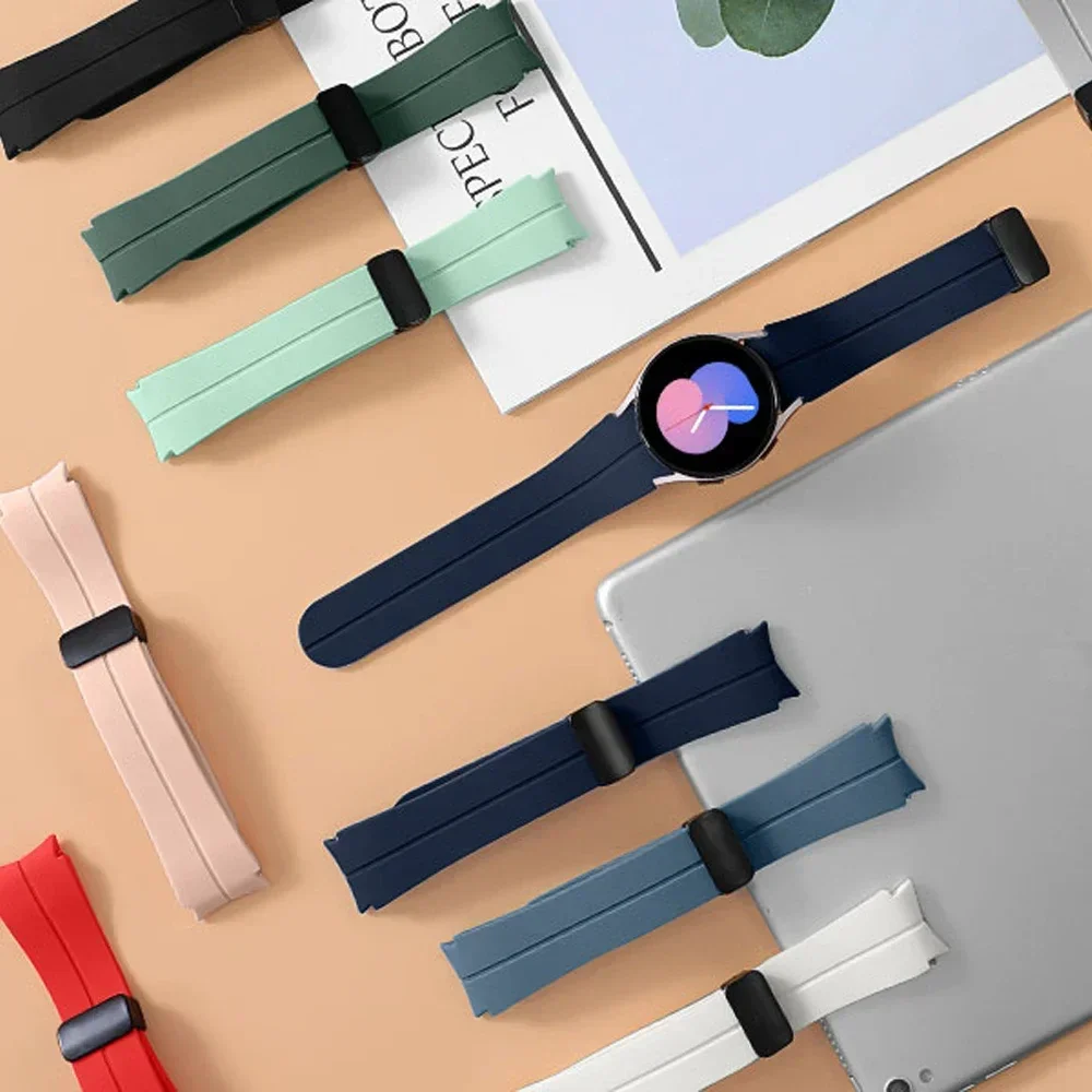 Correa de silicona Original para Samsung Galaxy Watch 7 6 5 4 FE 44mm 40mm 5Pro 45mm pulsera magnética reloj 6 4 Classic 43/47mm