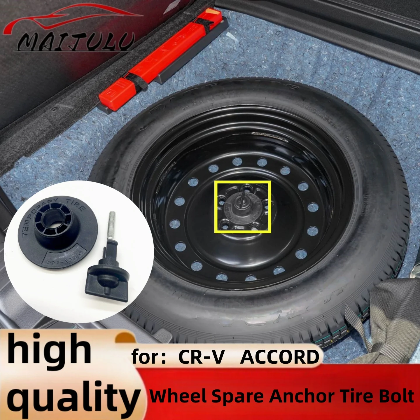 

1X For Honda Acura Accord CR-V Civic Insight Black Rear Bolt Adapter Spare Tire Wheel Mounting Screw 74652-SDA-003 74651-S2X-003