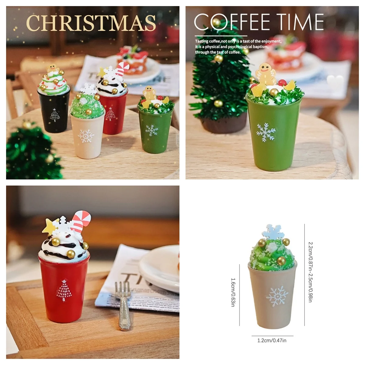 

1/12 кукольный домик, Рождественская чашка для кофе латте, напитка, модель, Рождественский кукольный домик, миниатюрный декор для кофейни, украшение, микро реквизит для фотосессии