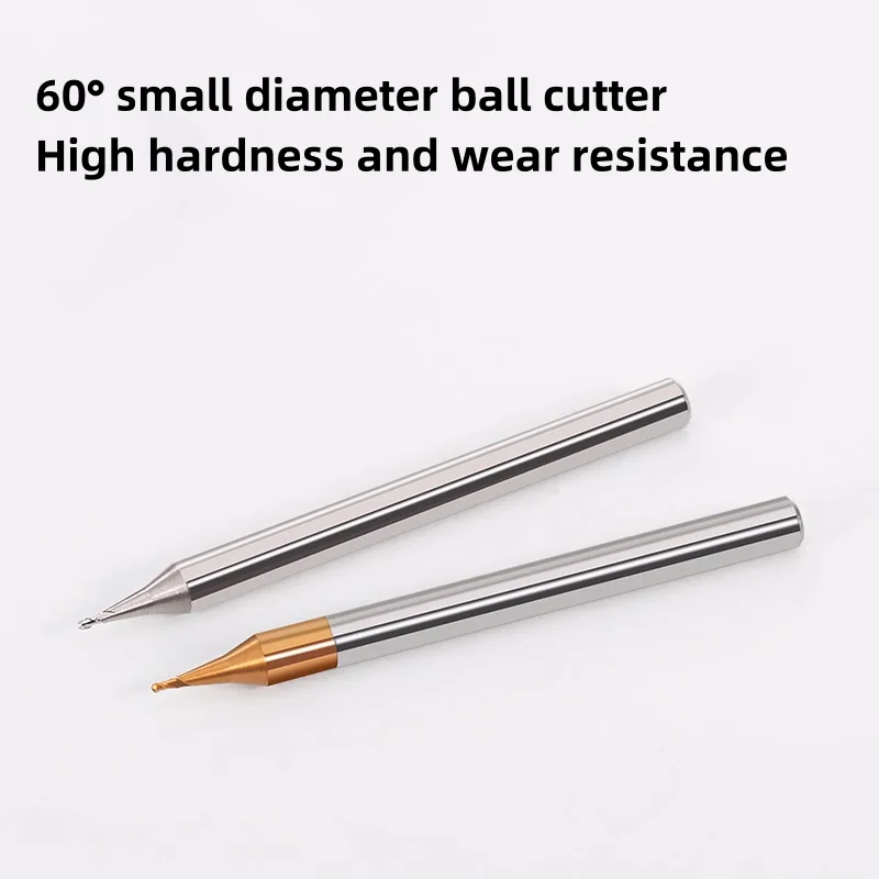 60 Grad Wolfram stahl Mikro Schaft fräser mit kleinem Durchmesser 2 Doppelflöten-Kugel fräser Hartmetall-Aluminium-Stahl-CNC-Bearbeitungs werkzeuge