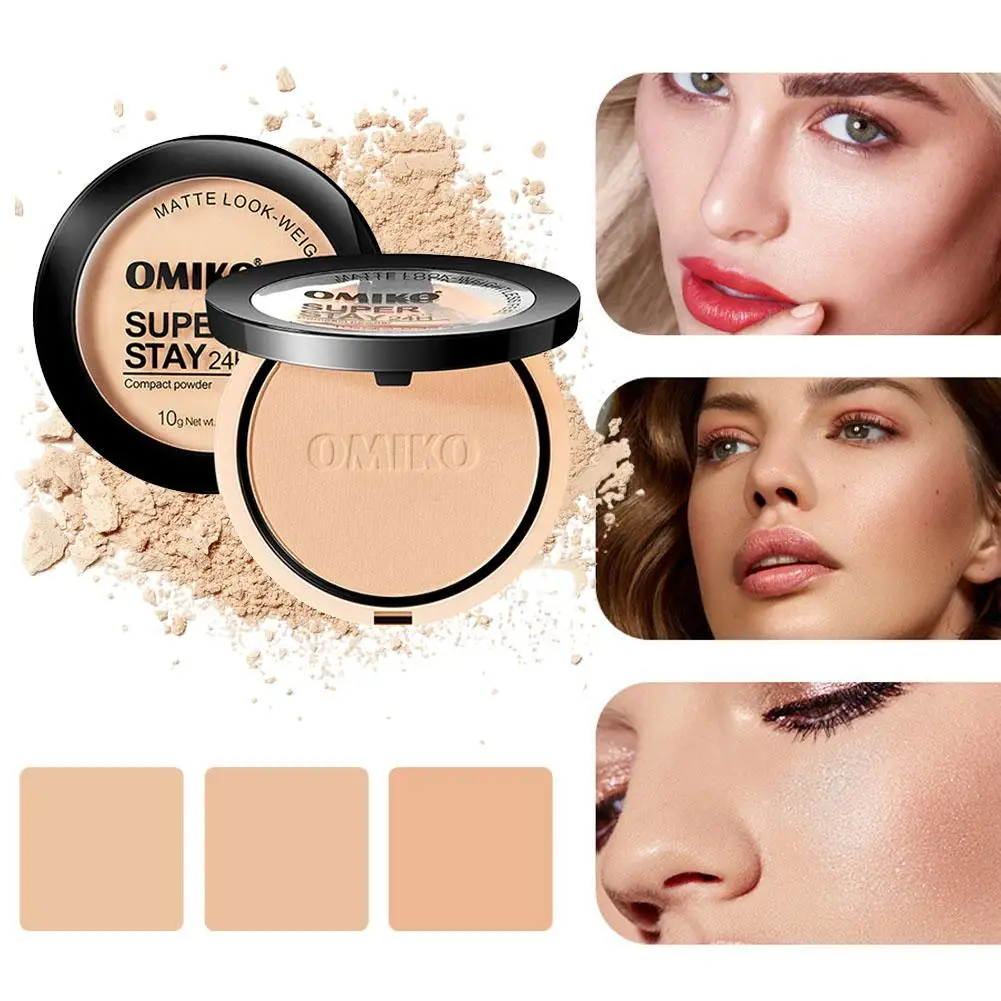 Nowy 3-kolorowy puder do makijażu Rozjaśniający puder do twarzy Kontrola oleju Kosmetyki Baza pod makijaż Puder do makijażu Nude Foundation Pressed X7P3