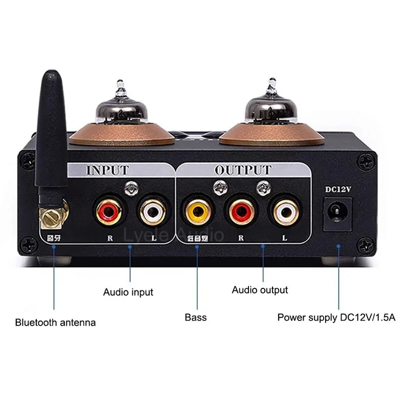 Hifi Home Desktop Vacuum Tube Preamplifier JAN GE 5654W Tubes Bluetooth 5.3 Audio Pre Amplifier Support AUX U Disk MP3 Format