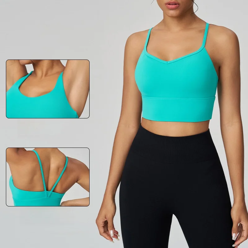 เสื้อชั้นในกีฬาสำหรับผู้หญิง Joomon แบบกระชับสูง ดีไซน์หลังเว้าลึกทรงวี เหมาะสำหรับโยคะและออกกำลังกาย ดีไซน์สวยงามแบบมีฟองน้ำในตัว
