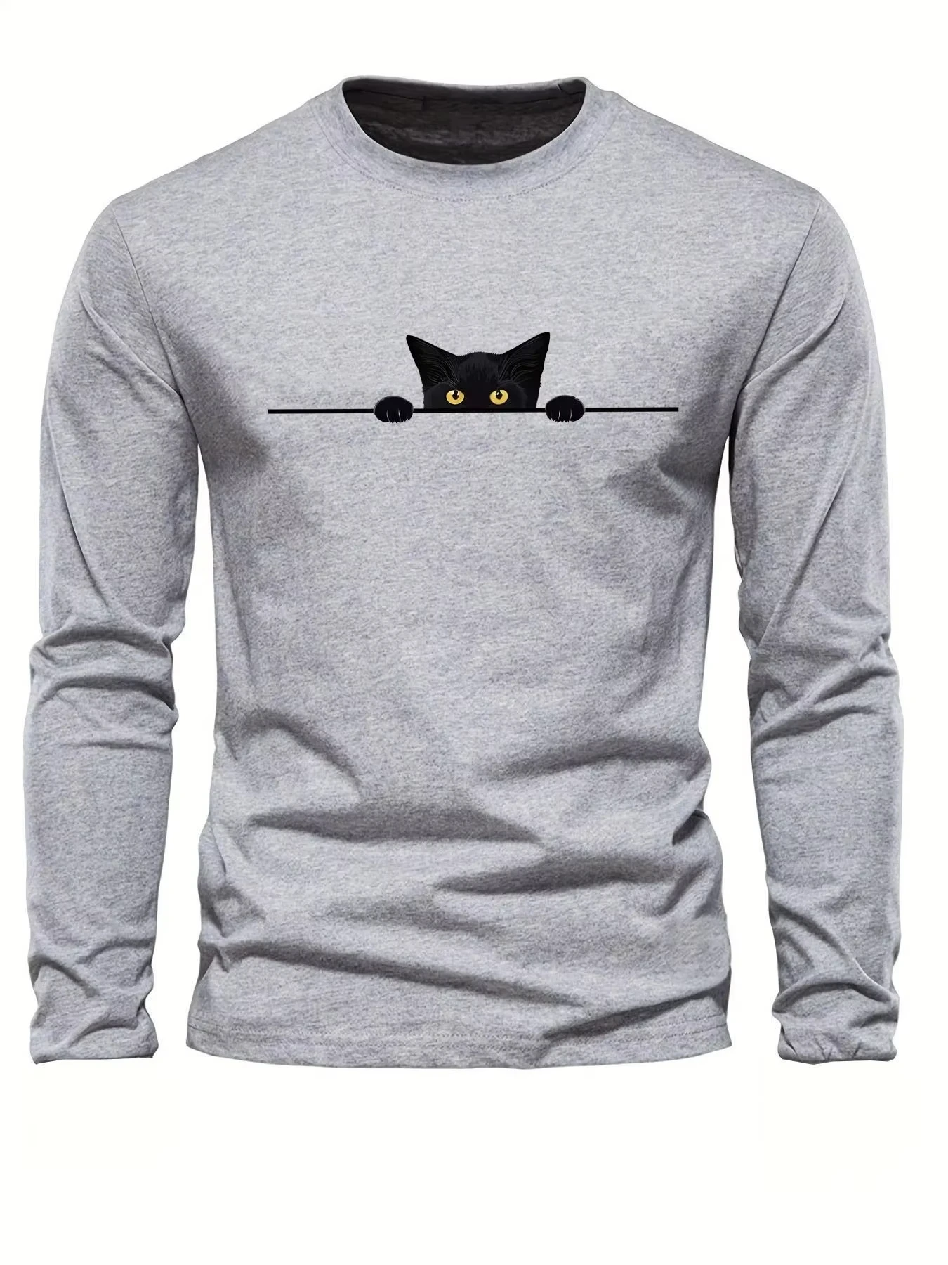 2026 Neues Herren-Langarm-T-Shirt für Frühling und Herbst mit Streetwear-Mode und Komfort sowie 3D-Kätzchen-Muster-Druck – Detail 4