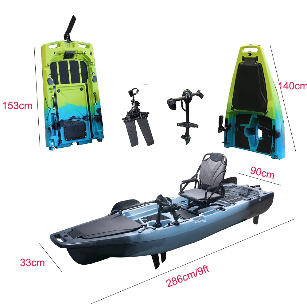 10ft Modular Pedal Fishing Kayak 1 Person Capacity 2-Piece Design Surfing HDPE Motorized Hlice Easy Storage 2-Year Warranty