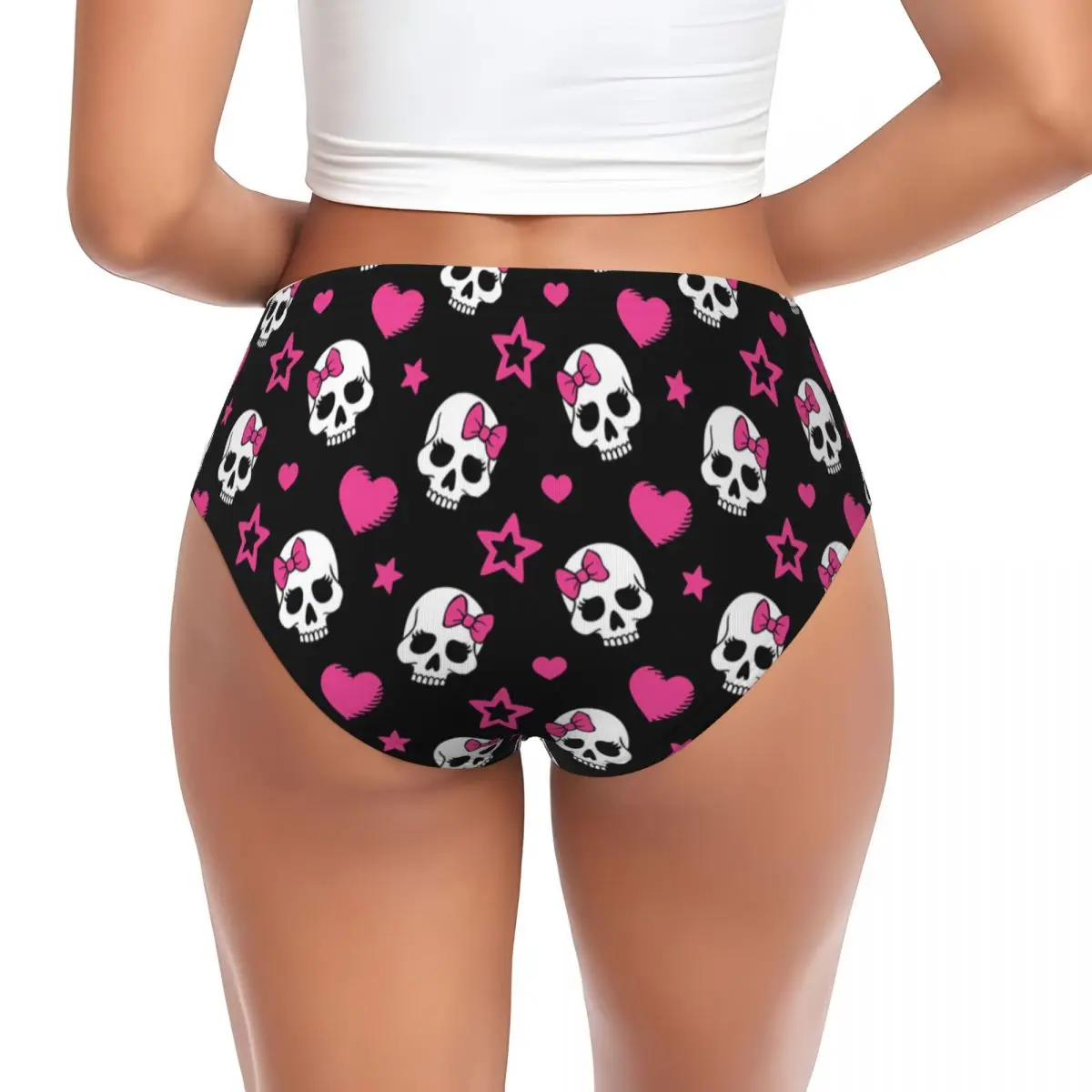 Custom Women's Gothic Skeleton Death Skull Panties Comfort Briefs Underwear Valentine's Day Gifts Underpants