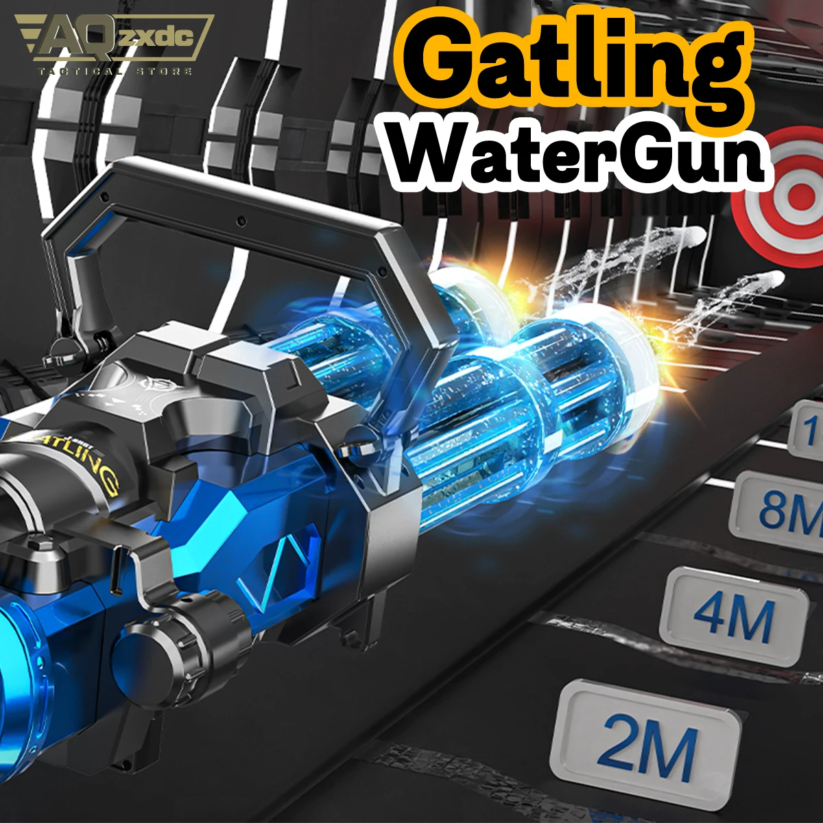 Fully Automated Continuous Water Gun Simulates Lame Induction light Gatling Water Gun with Manual Power Device for Water Sports