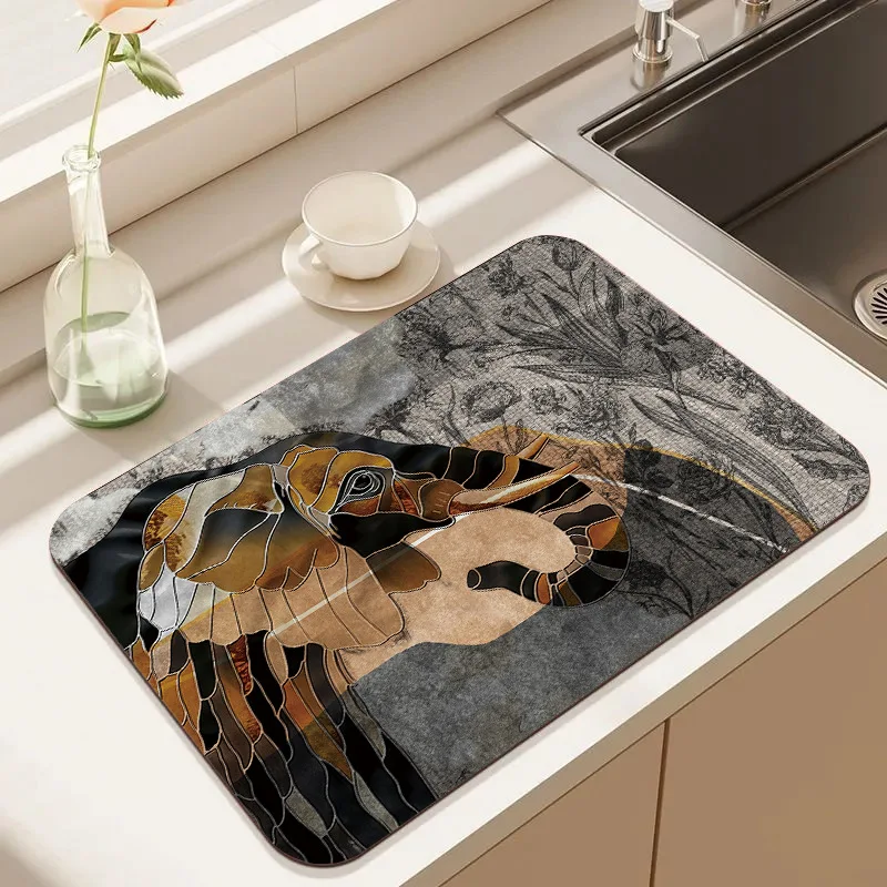 VIKAMA Coffee Machine Drainage Pad Kitchen Countertop Water Absorbing Dish Drainage Cup Mat Tea Table Bar Table Home Decoration