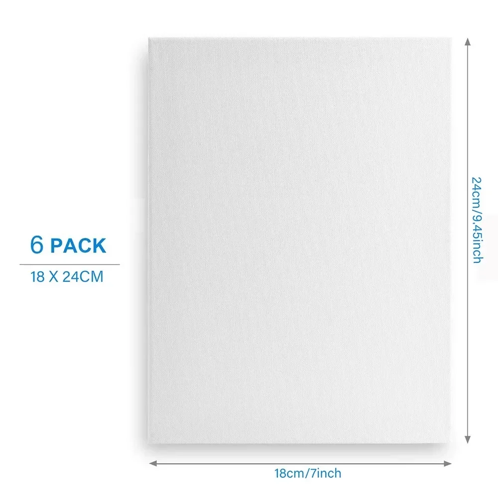 6pcs Canvas Panels, Gesso Primed White Blank Canvas for Painting - Cotton Art Supplies Canvas Board for Acrylic Paints