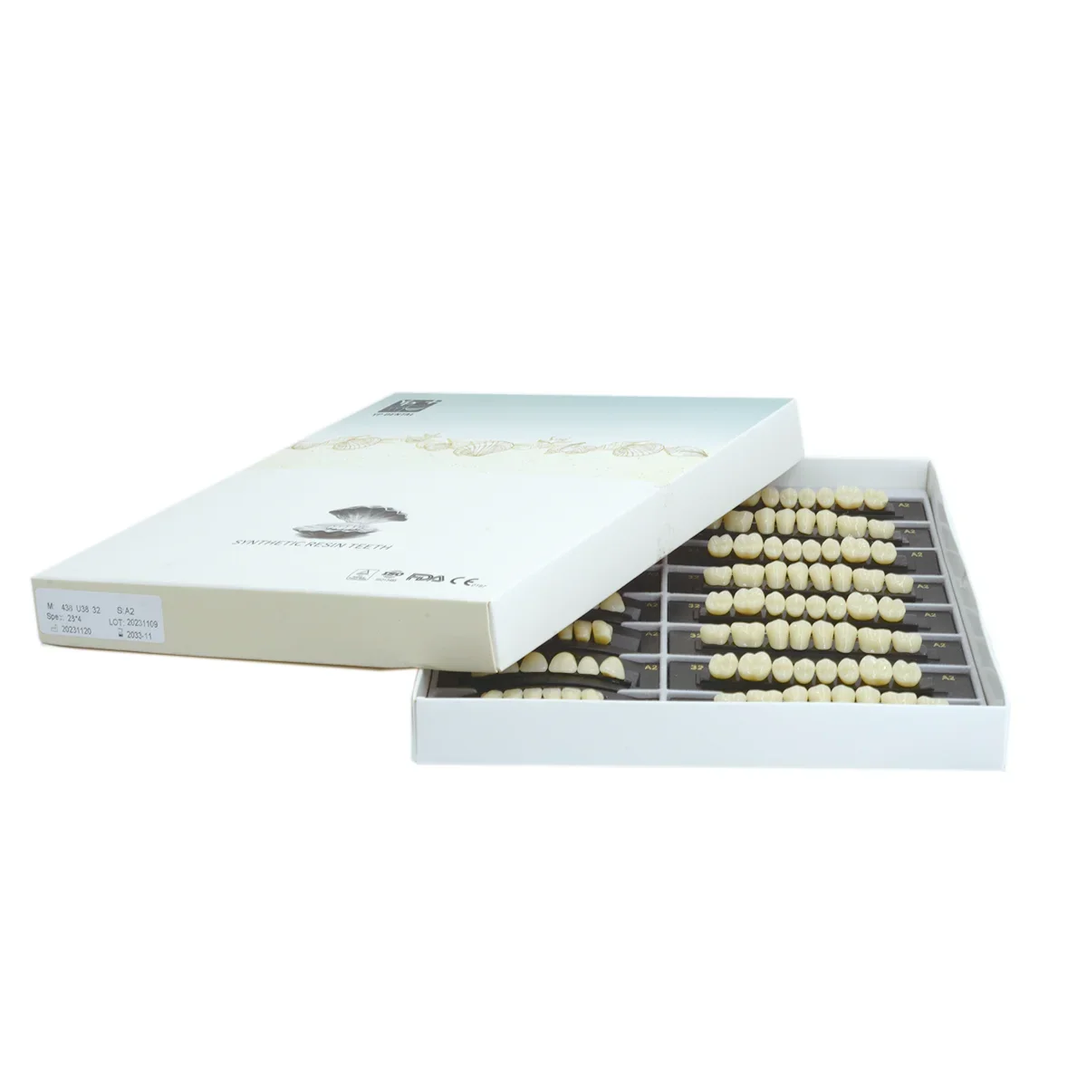 84 pçs/caixa dental resina sintética conjunto de dentes a2 a3 sombra de duas camadas acrílico dentadura boca cheia falso cuidados orais falso conjunto completo de dentes