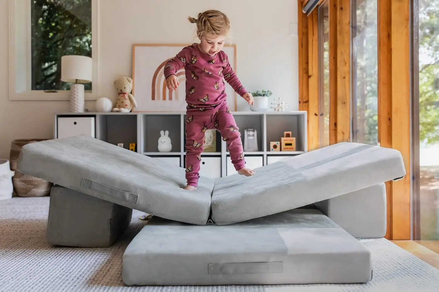 Modular Play Couch for Kids – Waterproof & Oeko-TEX Certified | Made in USA with Hook and Loop Connectors | Sensory Toy | Montes