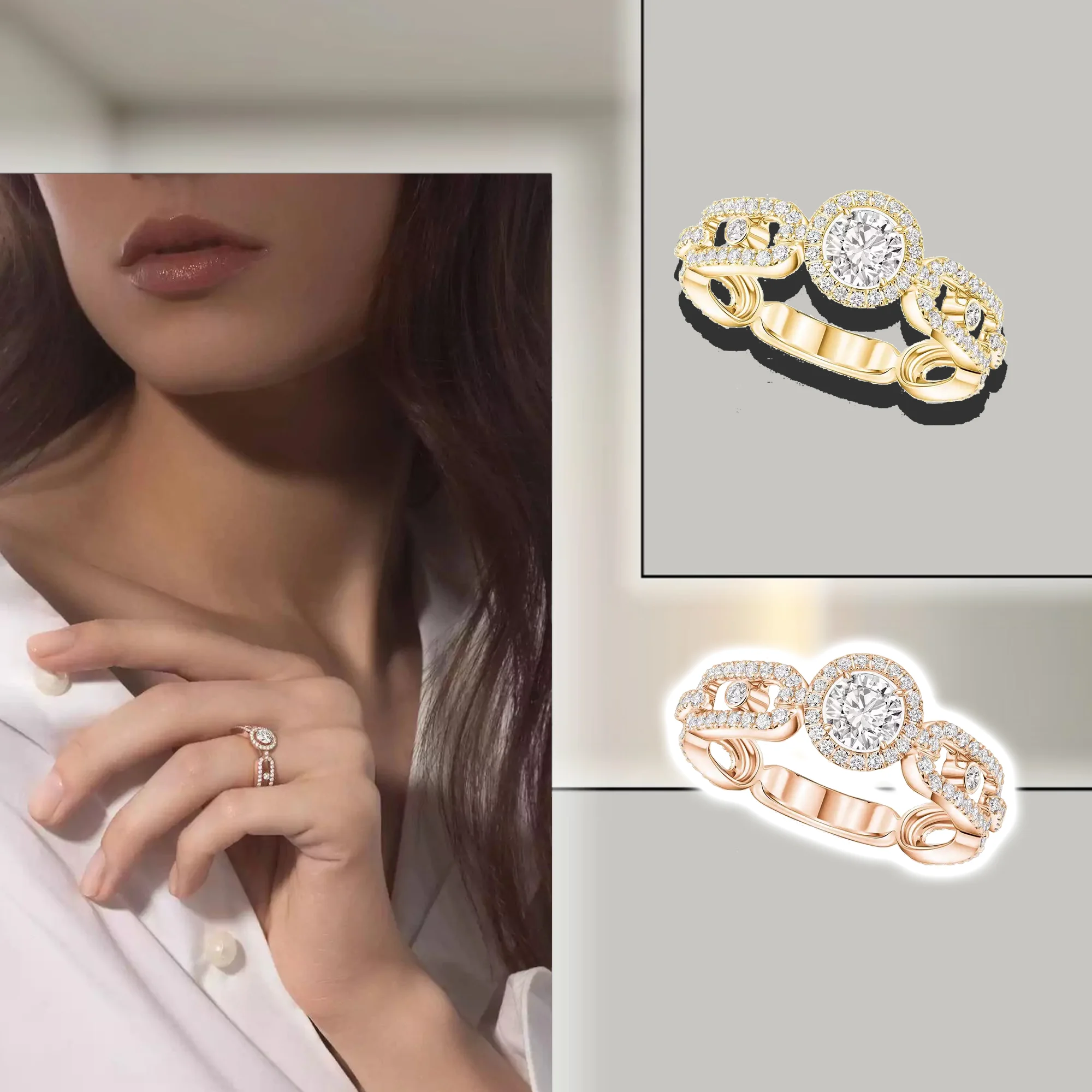 

French jewelry sparkling romantic pure silver ring S925 women's ring birthday gift for daughter Move Link