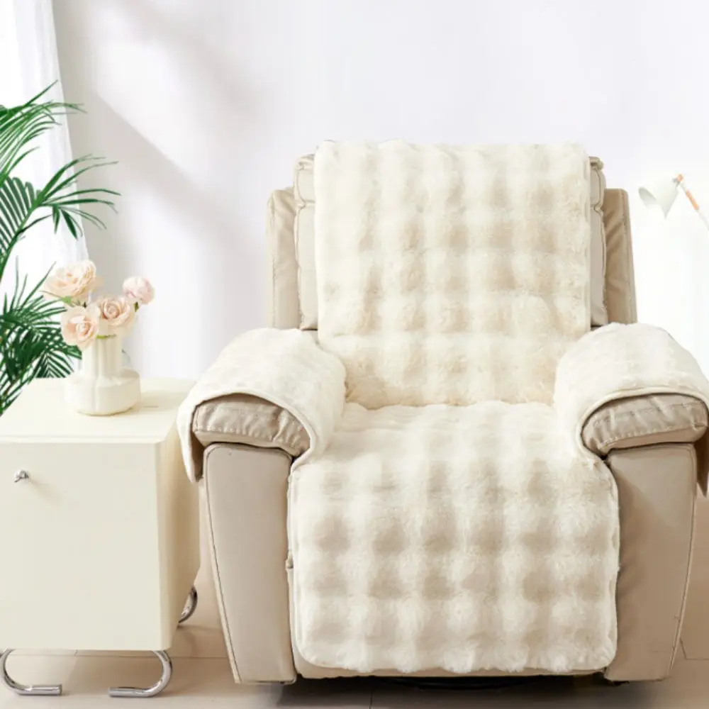 Integrated Plush Single Recliner Sofa Cover Wear-resistant Anti-slip Particles 1 Seat Sofa Cover Soft Warm Massage Chair Pad
