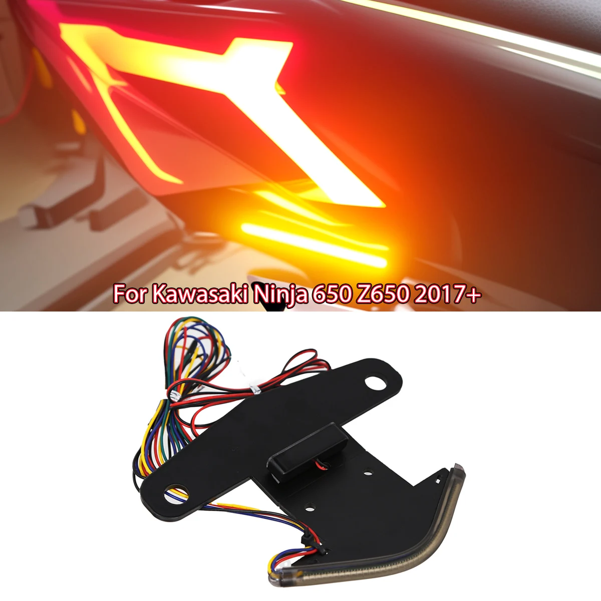 

LED Amber Rear Fender Eliminator Turn Signal Light For Kawasaki Ninja 650 Z650 2017UP
