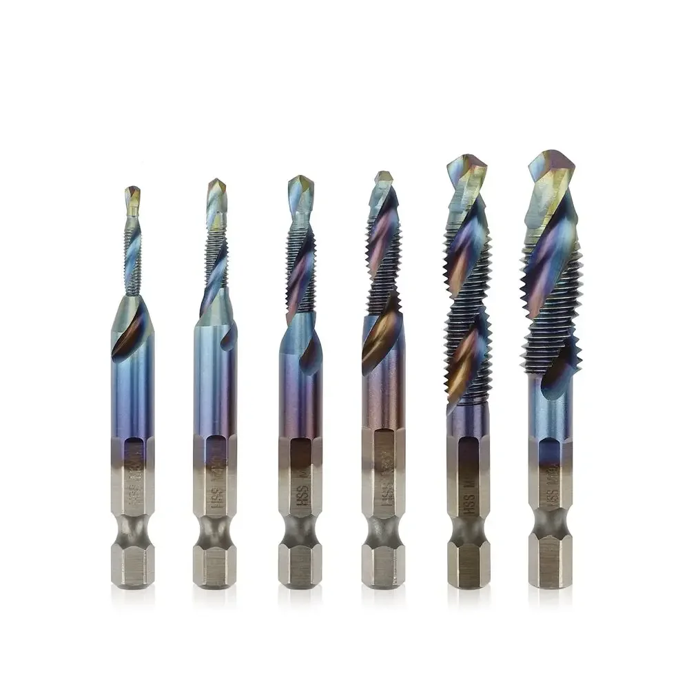 Tige hexagonale plaquée titane, filetage de vis HSS, mèches MeaccelerTap, composé de machine à vis, M3 figuré, M5, M6, M8, M10, outils à main, 6 pièces