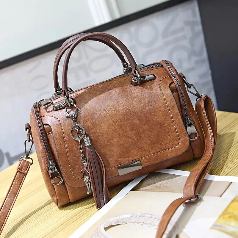 Classic Women Shoulder Bag Ladies Tassel Designer Handle Handbag Casual Women PU Leather Messenger Tote Bag Women