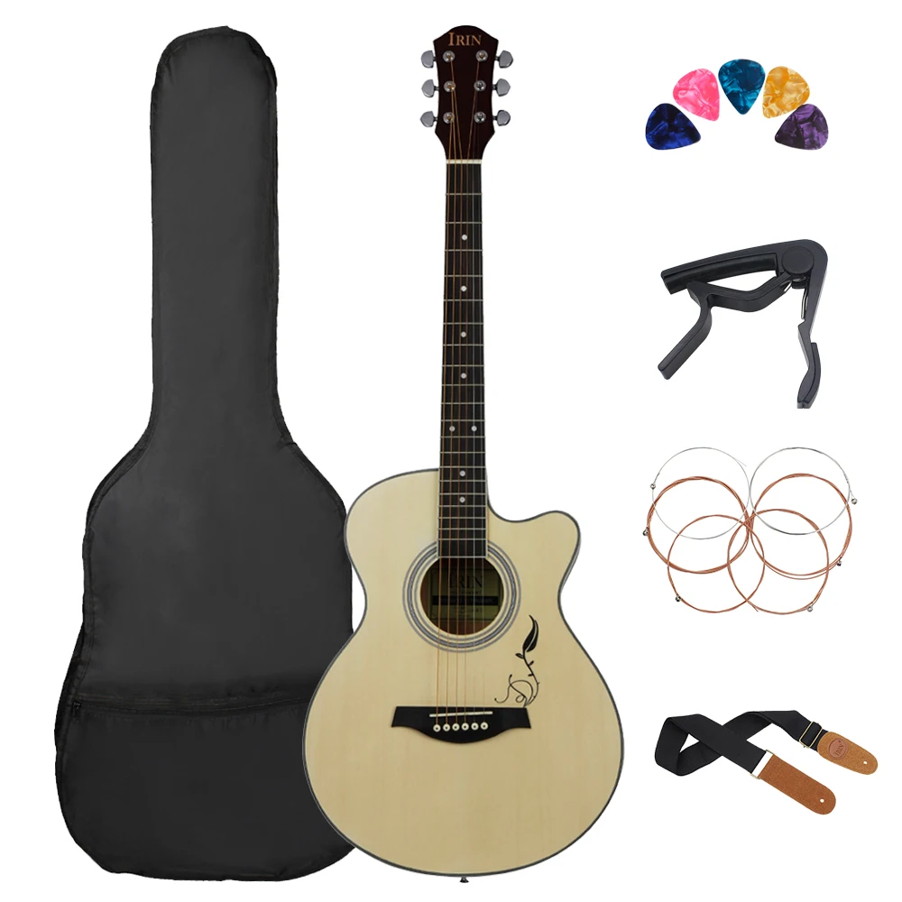 

IRIN 40 Inch Acoustic Guitar 6 Strings Maple Body Folk Guitar Guitarra With Guitar Bag Capo Picks Strap Parts & Accessories