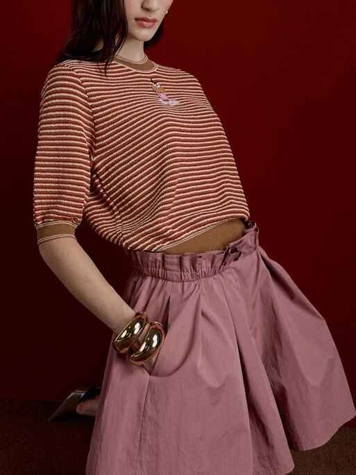 

Ele Loose Commuter Sle round Ne ort Sve Knitted Top Women's Faion Autumn New Arrival Versatile Basic Fit irt