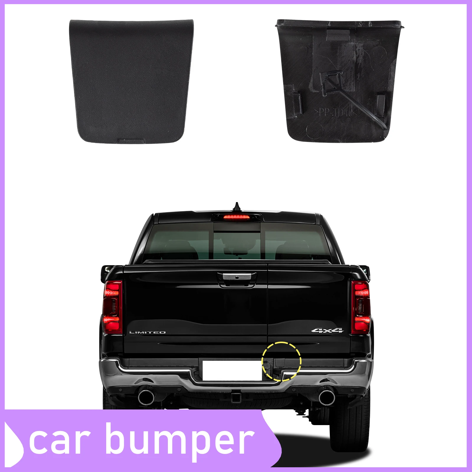 

Rear Bumper Tow Hook Cover Cap Fit For Dodge Ram 1500 DT(New Body Style) 2019-2024 68299112AC Tow Hook Cap Towing Eye Cap