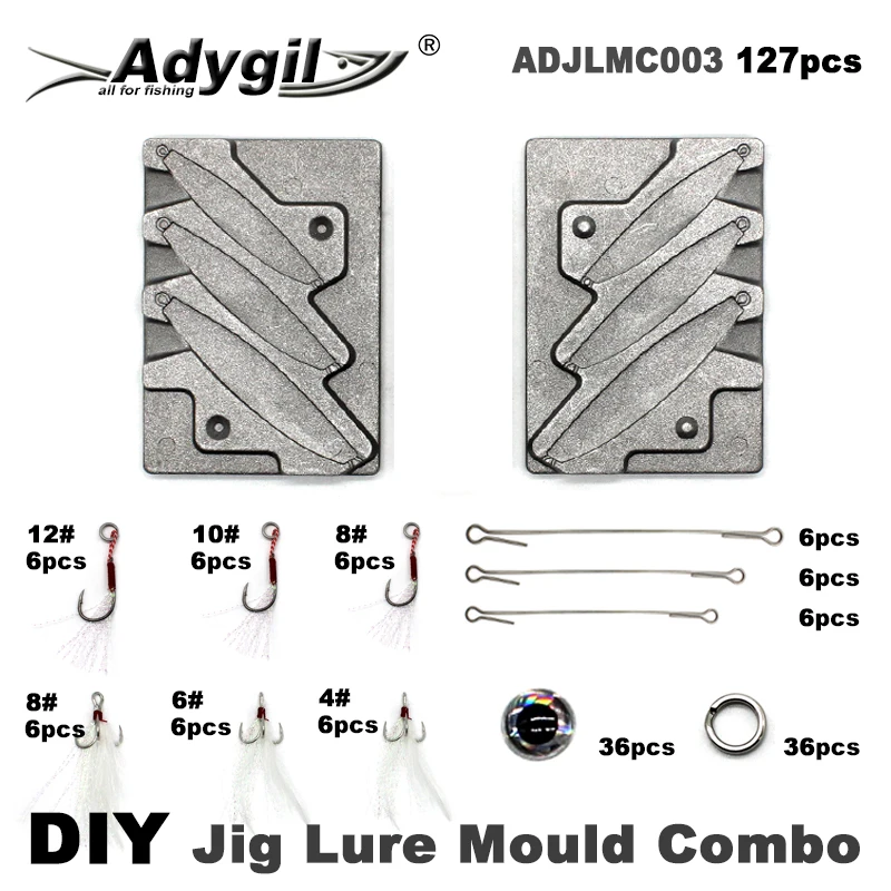 Adygil DIY Fishing 127 sztuk metalowa przynęta mold Combo 1/4oz 1/2oz 3/4oz 3 ubytki