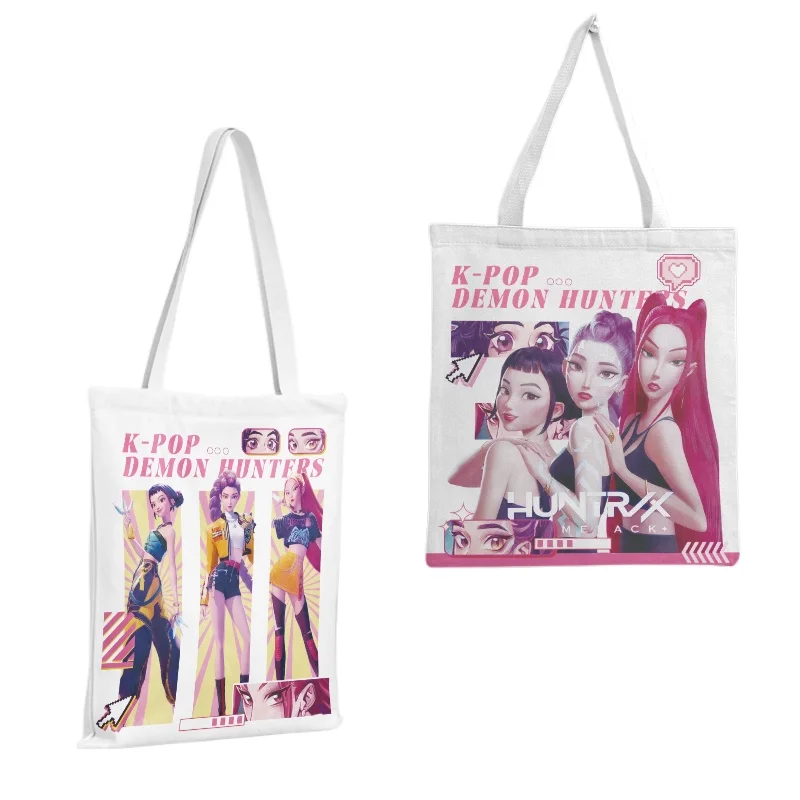 KPop شيطان الصيادين النساء فتاة أنيمي حقيبة قماش قنب الكرتون لطيف حقائب اليد موضة كيس التخزين اكسسوارات حمل الهدايا
