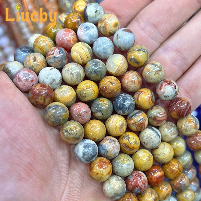 Natural stone Crazy yellow agate beads For Jewelry Making DIY Handstring Accessories Rings Bracelets 15" Wholesale 4/6/8/10/12mm view 3