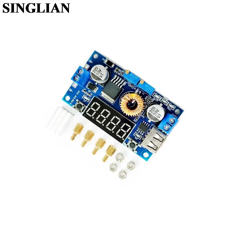 5A XL4015 Constant Voltage Current Buck Step-down Power Supply Module Voltage Current Display LED Drive Lithium Battery Charging