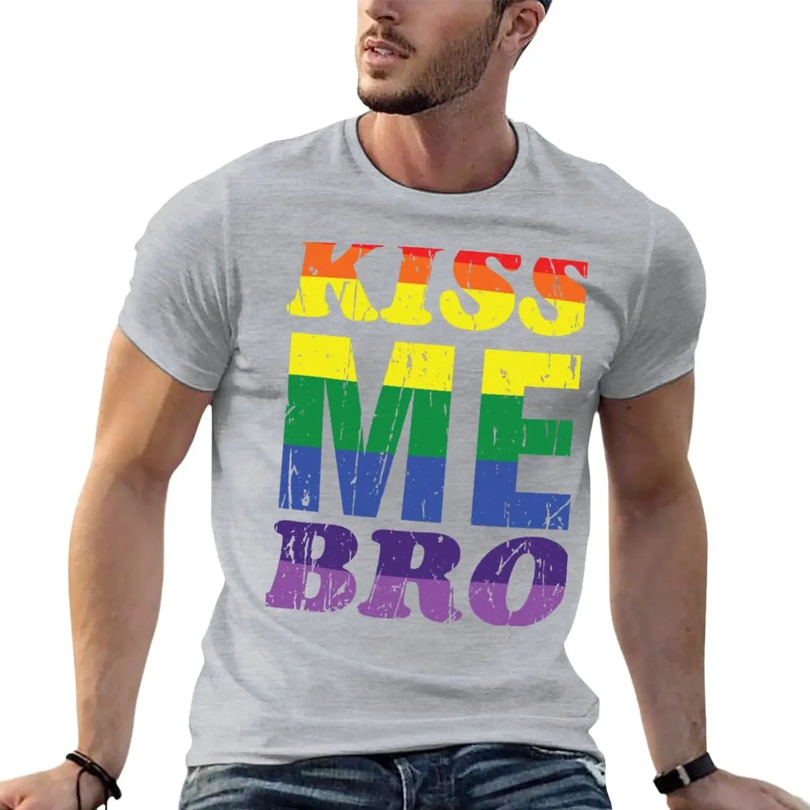 تصميم مخصص للرجال ملابس الصيف الخاصة بك ، خمر الرجعية ، فخر مثلي الجنس مضحك ، ملابس هاراراكاز ، قبلة لي برو