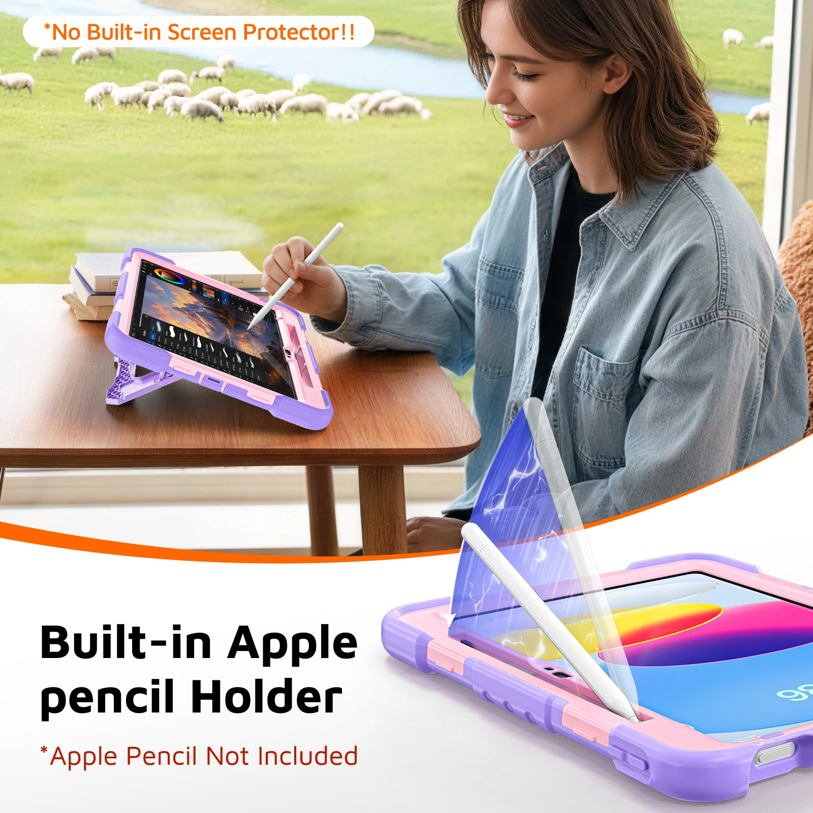 Tablet Case For iPad 10th 2022 11th 2025 with Pencil Slot 10th 11th Gen Stand Cases Cover Thick Heavy Duty 10.9 11 inch