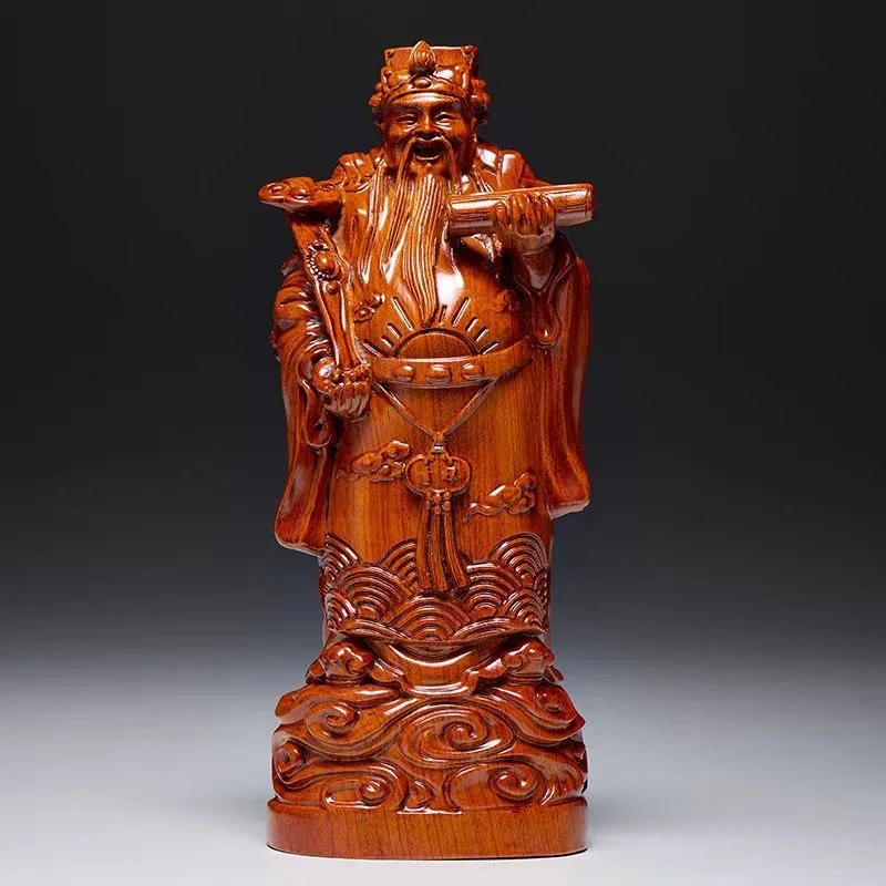 A set 3P FU LU SHOU 3 Gods Asia HOME family Auspicious propitious rosewood carving sculpture bless safe health luck efficacious