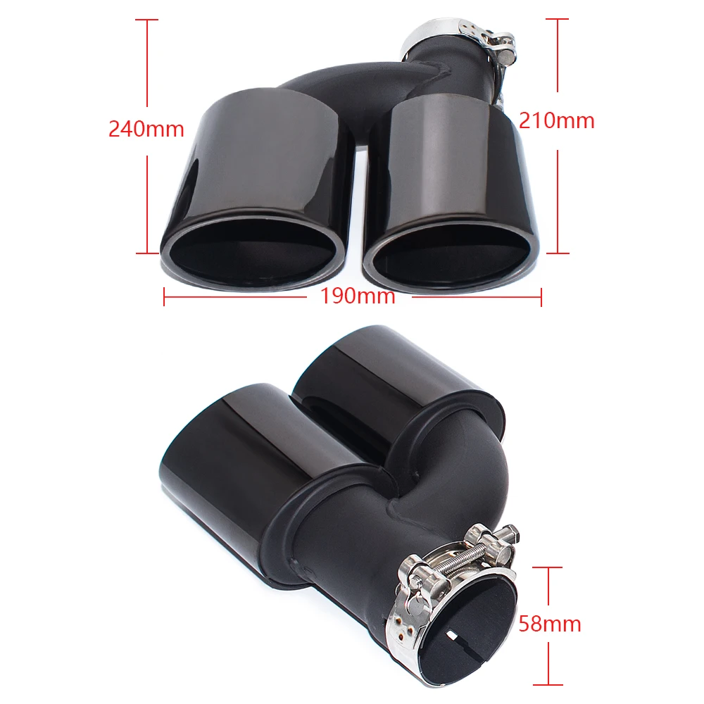 2pcs/set Dual Out Stainless Steel Car Rear Exhaust Pipe For Audi A4 A5 A6 A7 Up To S4 S5 S6 S7 Black Muffler Tip 60mm Nozzle