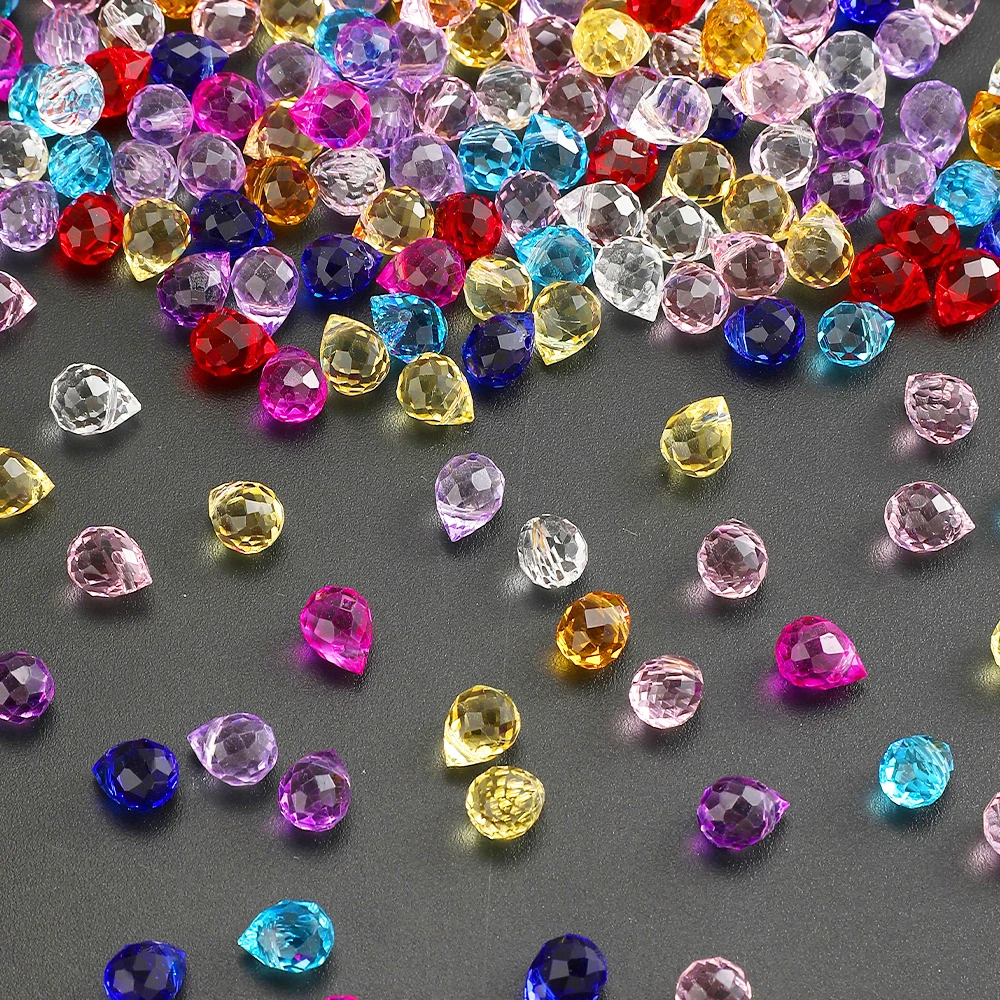 40 Stück transparente, farbenfrohe, facettierte, tropfenförmige Kristallglasperlen, Abstandsperlen für DIY-Schmuckherstellung, Halsketten, Armbänder – Detail 6