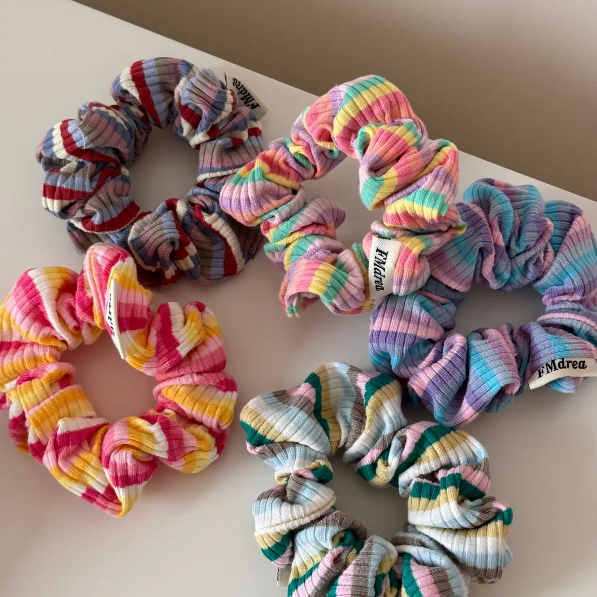 

Stripe Vintage Scrunchies for Hair Chic Girls Knit Elastic Hairties Rubber Bands Headwear for Girls and Women