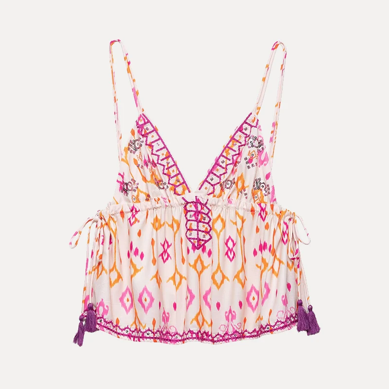 

Casual Embroidered Beadwork Linen Vest Versatile Summer New Women's Faion Design Polyester Fiber ort Length China Made