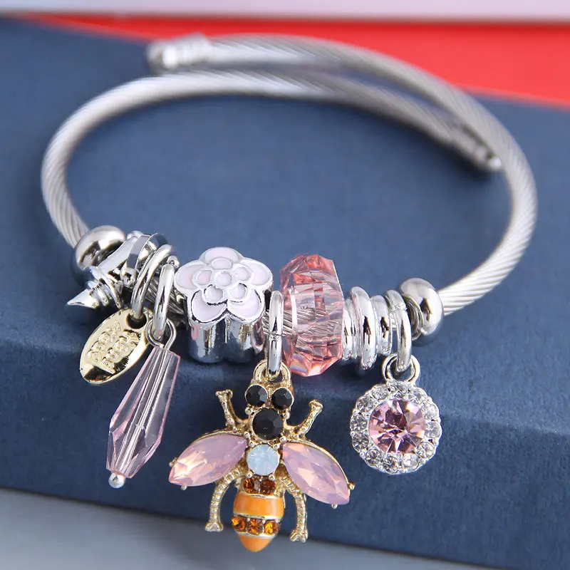 Bee Butterfly Bracelet For Women Cuffs Stainless Steel Bracelet Set Fashion Jewelry Accessories