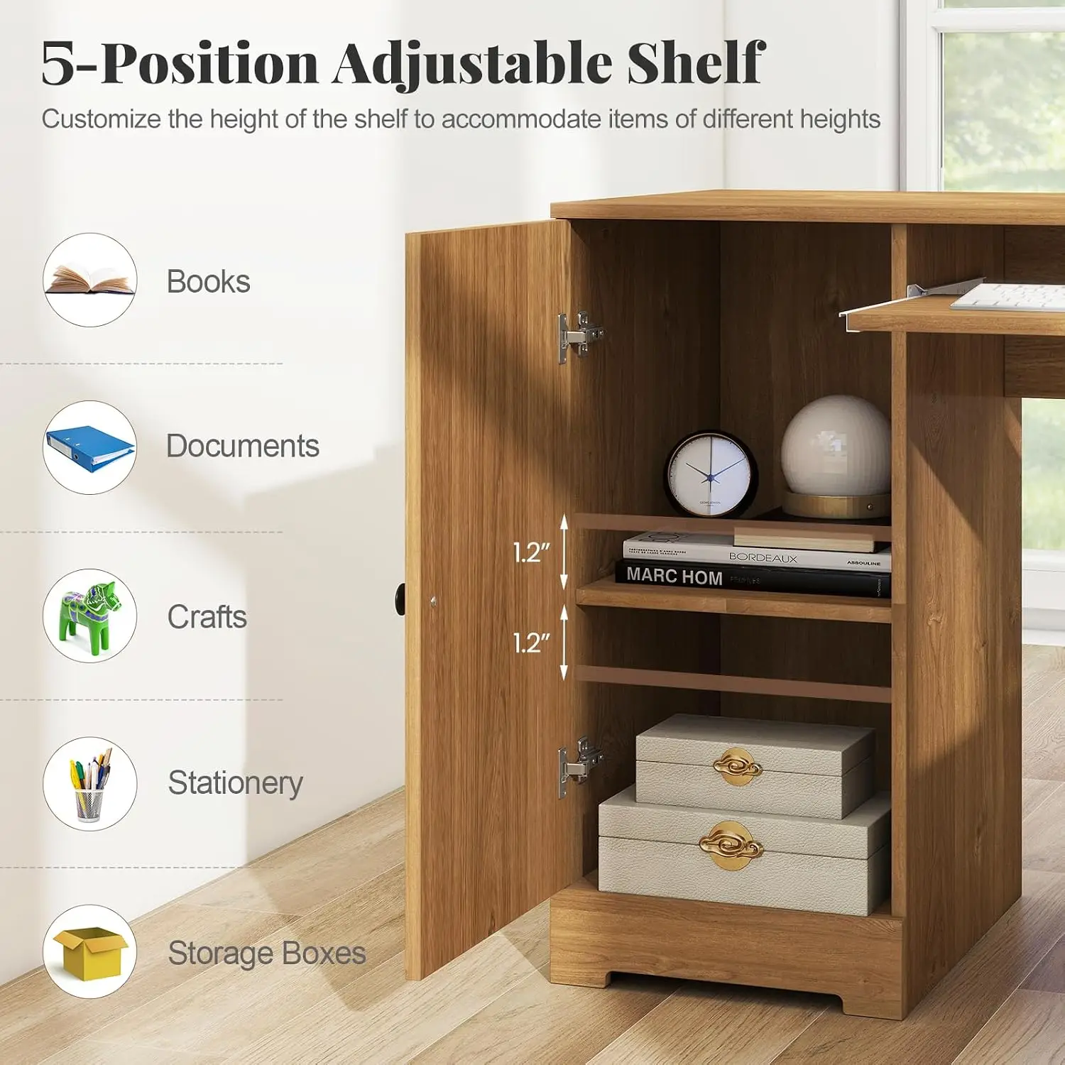 L-Shaped Desk with Drawers, Charging Station & Keyboard Tray, Corner Computer Desk for Home Office, 66 Inch, Customized