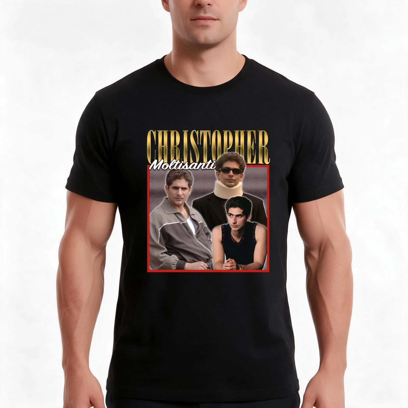 Christopher Moltisanti Homage Retro T-Shirt, Summer Casual Cotton Tee, Oversized Streetwear Tops, Vintage Graphic Print