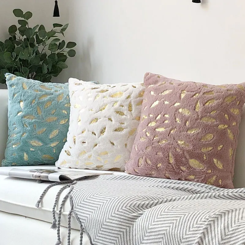 2 Stück Kunstfell Folienprint Feder Dekorative Kissenbezüge, Flauschige und Weiche Plüsch-Kissenhüllen, für Sofa, Bett, Wohnzimmer – Detail 2