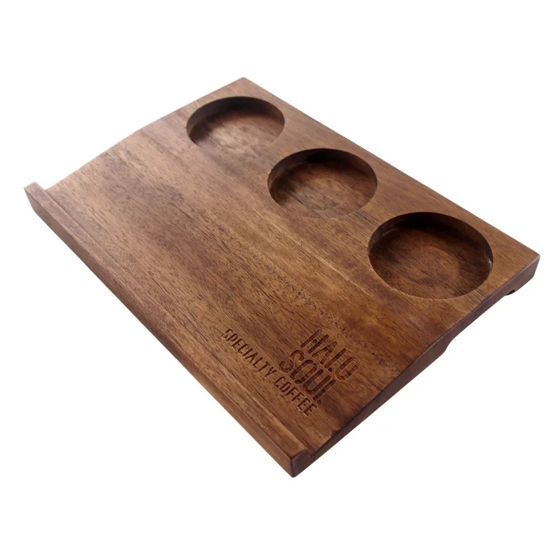 

YJQ solid wood coffee tray cafe drinks three-grid wooden cup holder tea tray