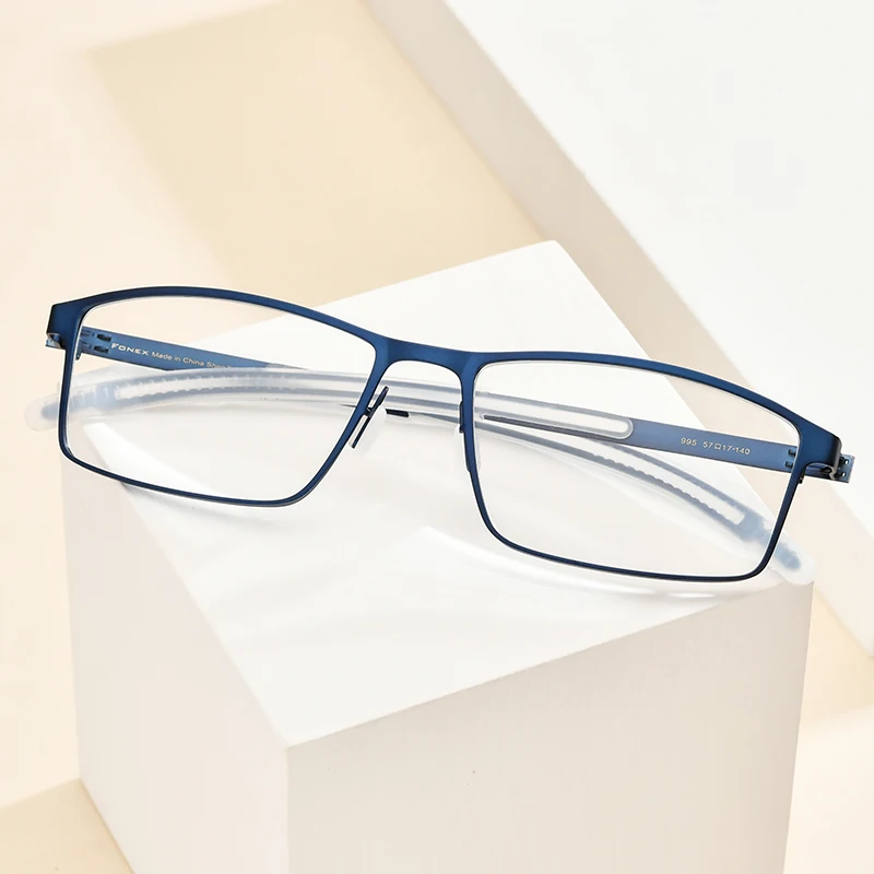 FONEX Alloy Eyeglasses Frame Men Square Glasses 2020 New Male Metal Full Screwless Eyewear 995