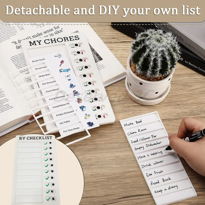 Multi-purpose Memo Checklist To-do-list Pad 5''x8'' Adjustable My Chores Checklist Board for Car RV Home Classroom Wall
