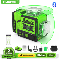 Huepar 360° Laser Level Self Leveling Bluetooth Remote Control Green Beam Cross Line 2D Laser with Large Capacity Li-ion Battery