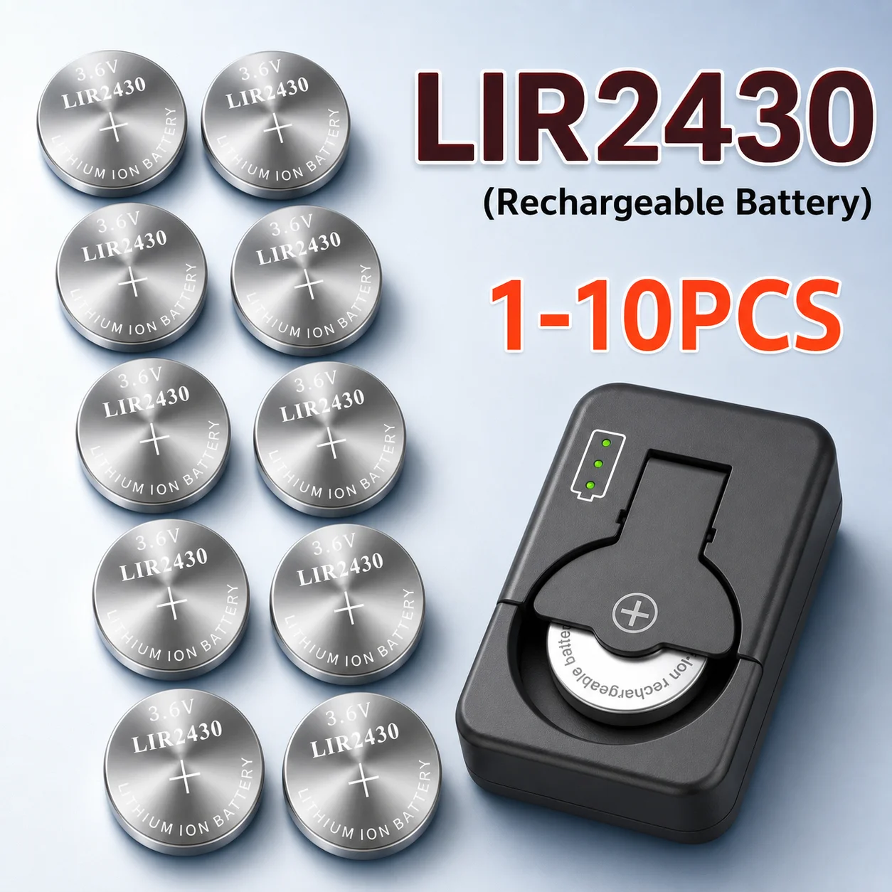 1-10pcs 60mAh LIR2430 3.6V Rechargeable Li-ion Coin Cell Battery for Car Key Watch Toy Button Cell Replace CR2430